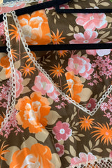 Vintage Dress - Pecan & Peach Floral Lace Mini - Size M/L