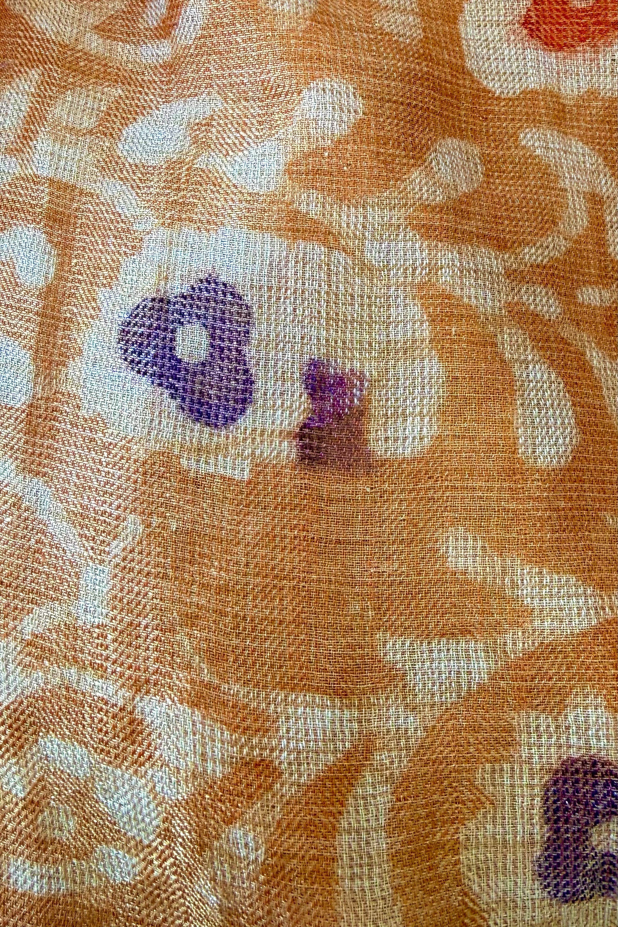 Daisy Vintage Cotton Midi Dress in Sandstone Orange Batik - Size M/L