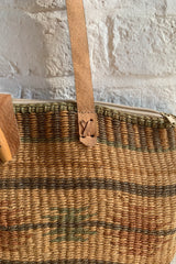 Vintage Woven Straw Stripe Raffia Bag