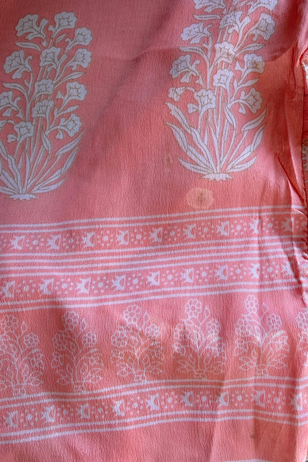 Venus Recycled Sari Wrap Top in Coral Pink Flowerbeds - Size S/M