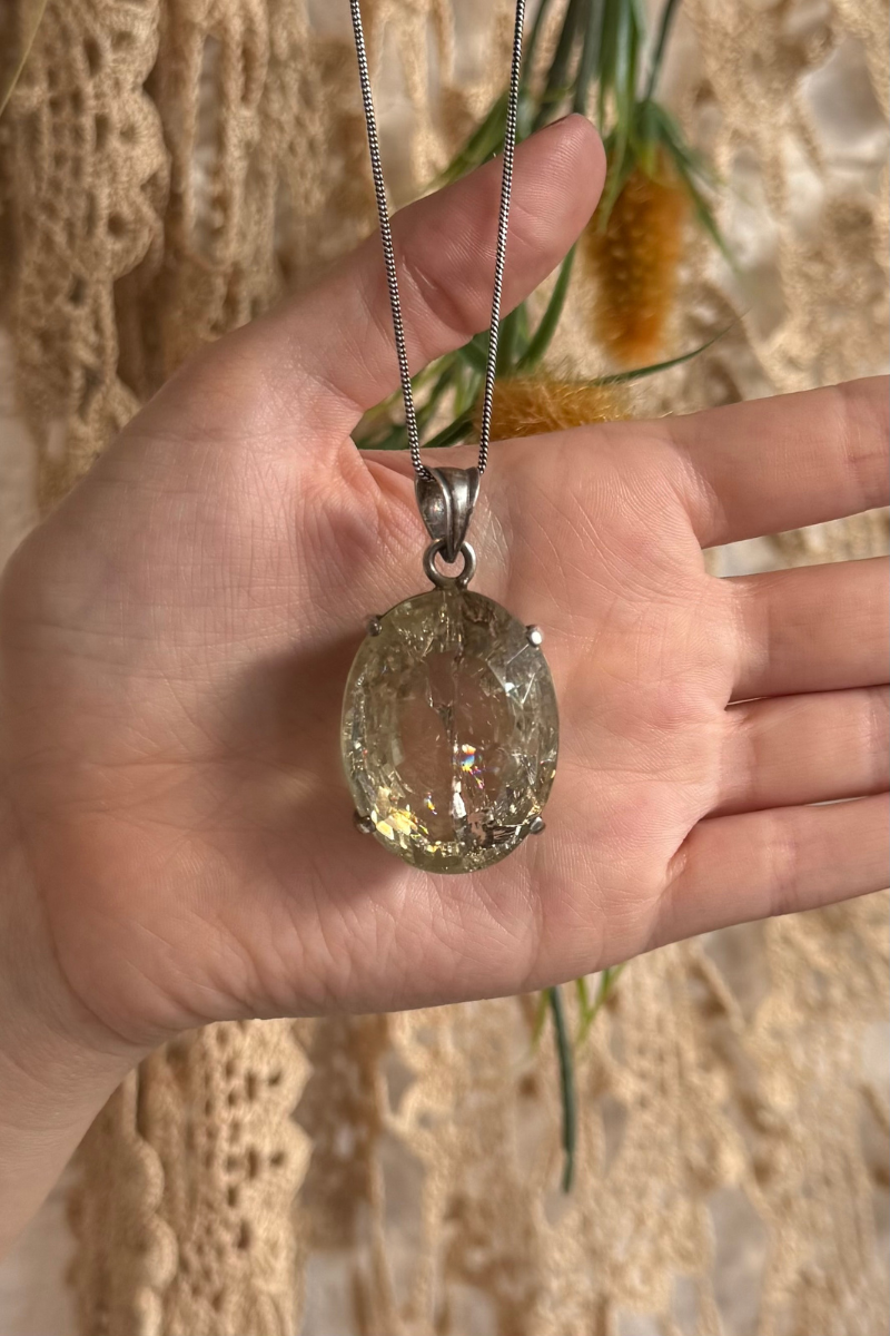 Glimmering Lemon Topaz Silver Plated Necklace