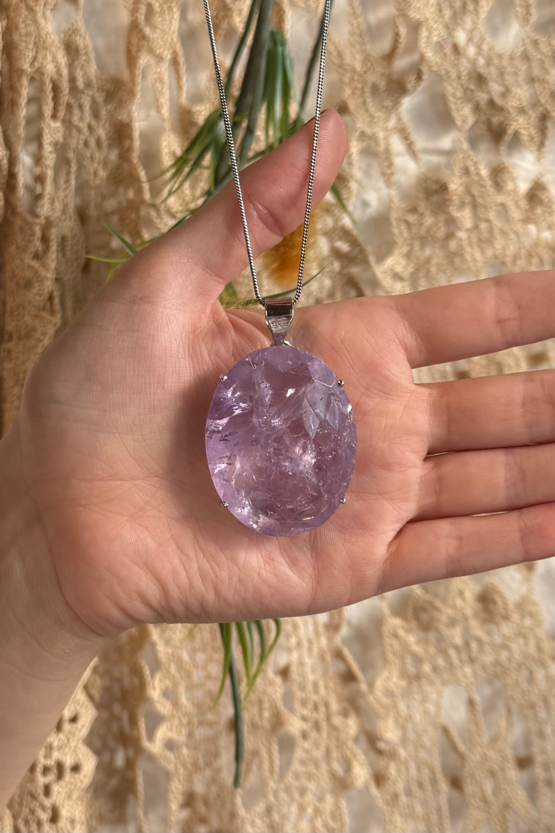 Glistening Amethyst Silver Plated Necklace