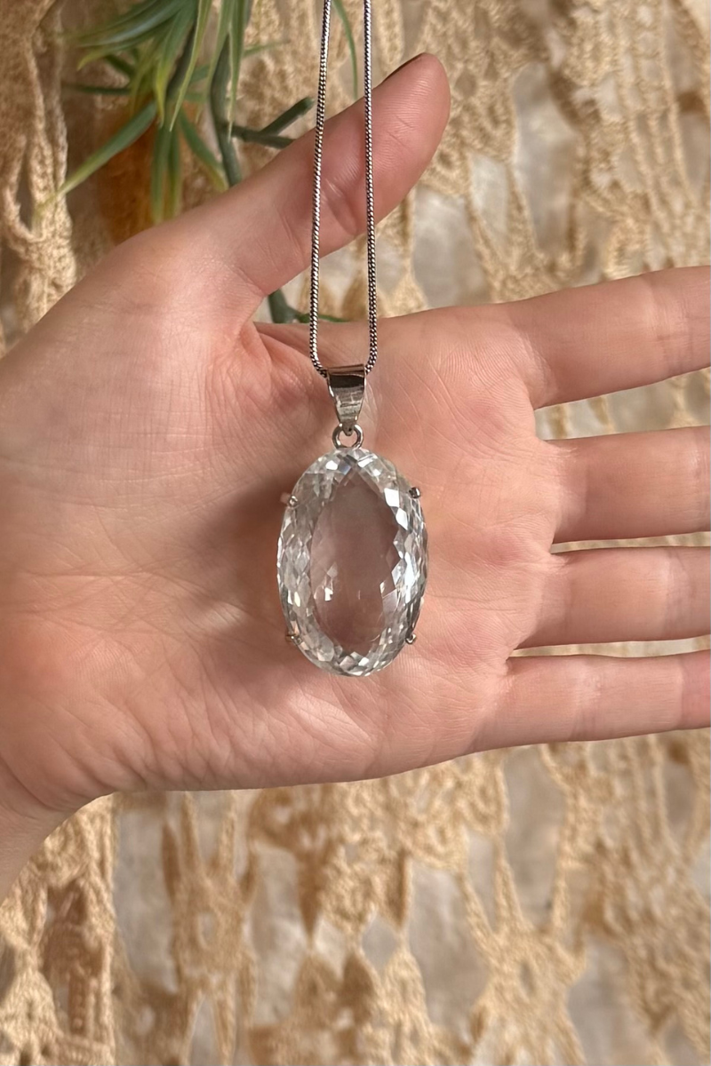 Glistening Quartz Silver Plated Necklace