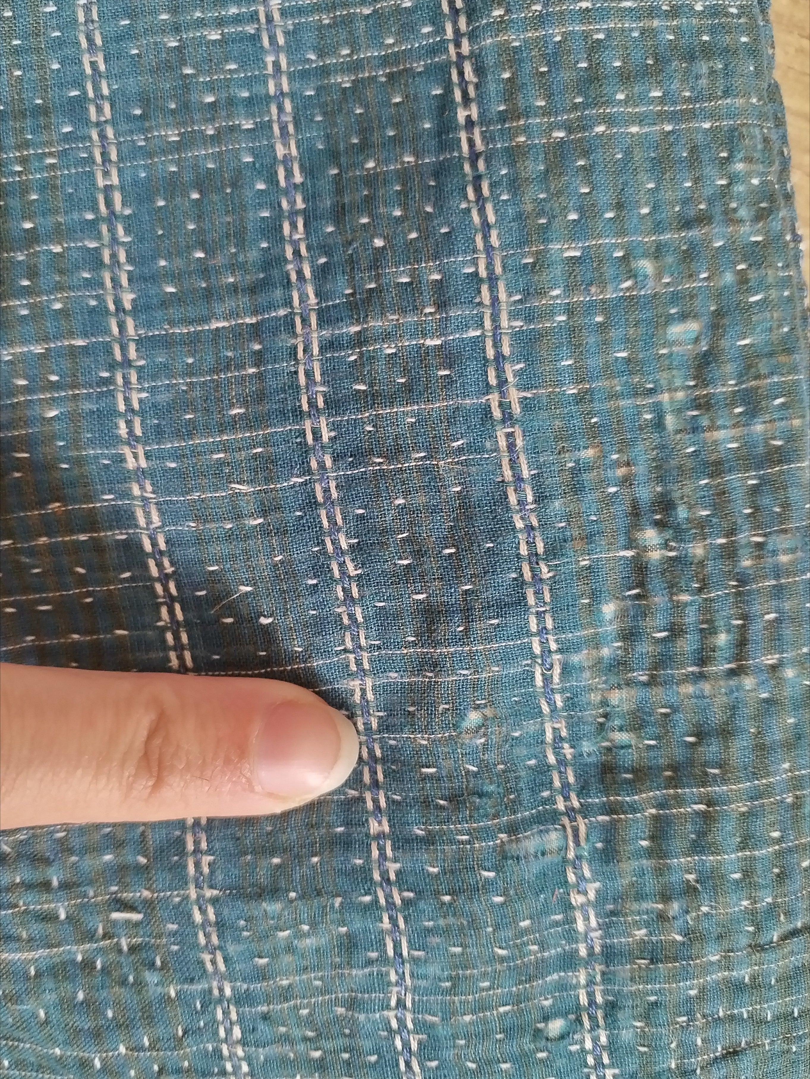 Vintage Kantha Large Shopper Bag in Dark Teal Stripe by All About Audrey