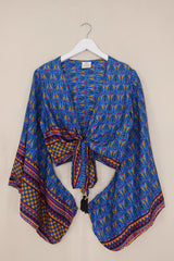 Gemini Wrap Top - Bright Blue & Honey Yellow - Size M/L