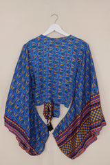 Gemini Wrap Top - Bright Blue & Honey Yellow - Size M/L