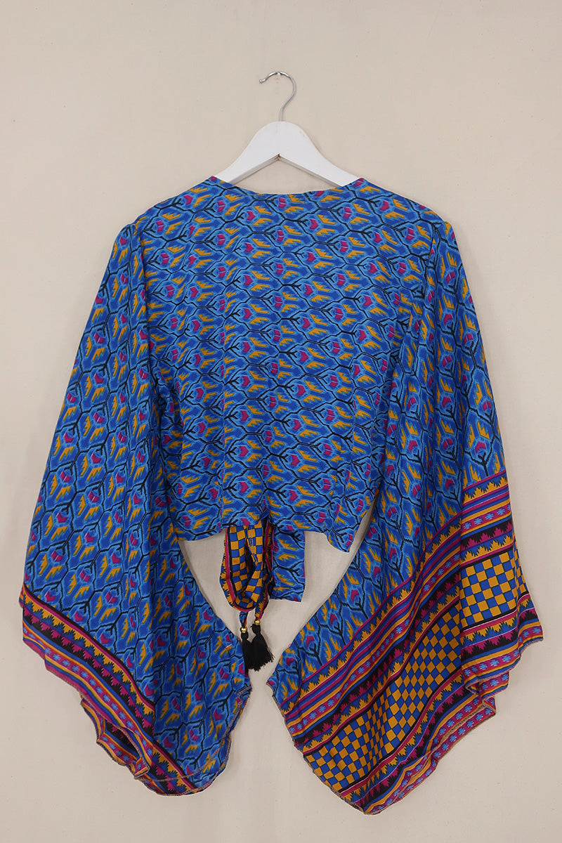 Gemini Wrap Top - Bright Blue & Honey Yellow - Size M/L
