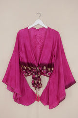 Gemini Wrap Top - Jewel Pink Fleur-De-Lis - Size M/L