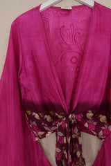 Gemini Wrap Top - Jewel Pink Fleur-De-Lis - Size M/L