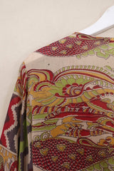 Venus Vintage Cotton Wrap Top - Vibrant Patchwork Print - Size M/L