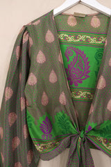 Lola Wrap Top - Greener Pastures - Size M/L