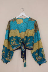 Lola Wrap Top - Beach Blue Shells - Size M/L