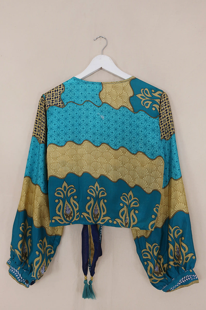 Lola Wrap Top - Beach Blue Shells - Size M/L