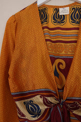 Lola Wrap Top - Gold Graphic Print - Size M/L