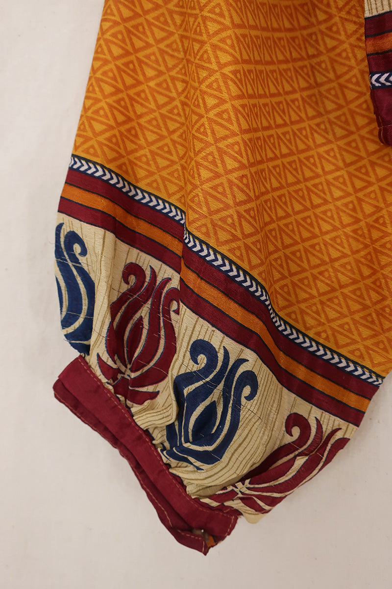 Lola Wrap Top - Gold Graphic Print - Size M/L
