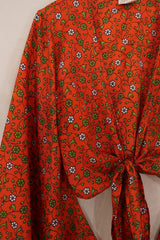 Gemini Wrap Top - Tiger Orange Floral - Size S/M