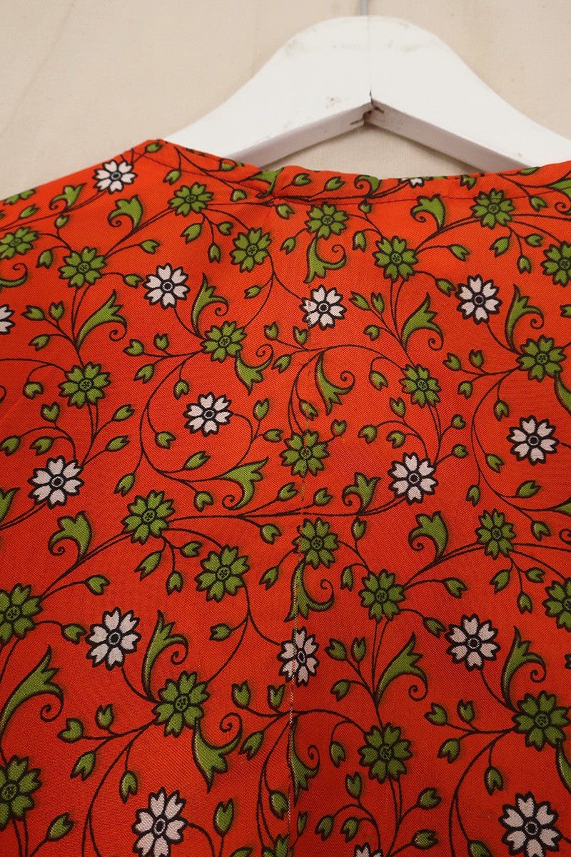 Gemini Wrap Top - Tiger Orange Floral - Size S/M