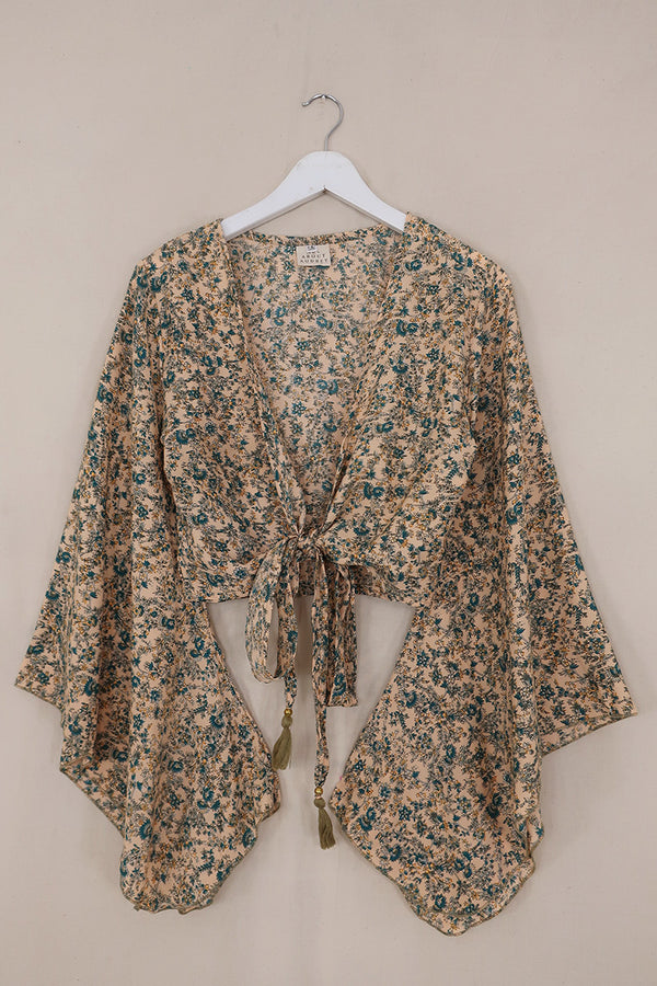 Gemini Wrap Top - Blue Topaz Floral - Size S/M