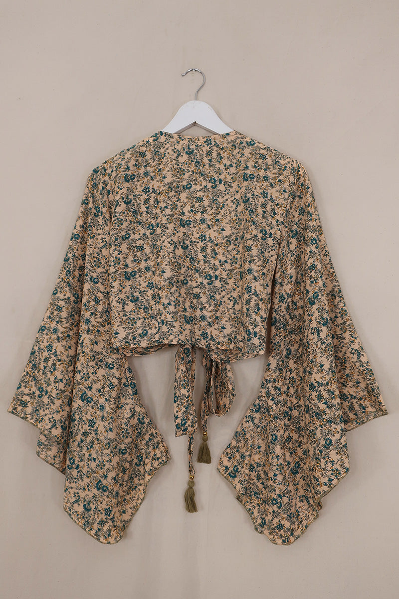 Gemini Wrap Top - Blue Topaz Floral - Size S/M