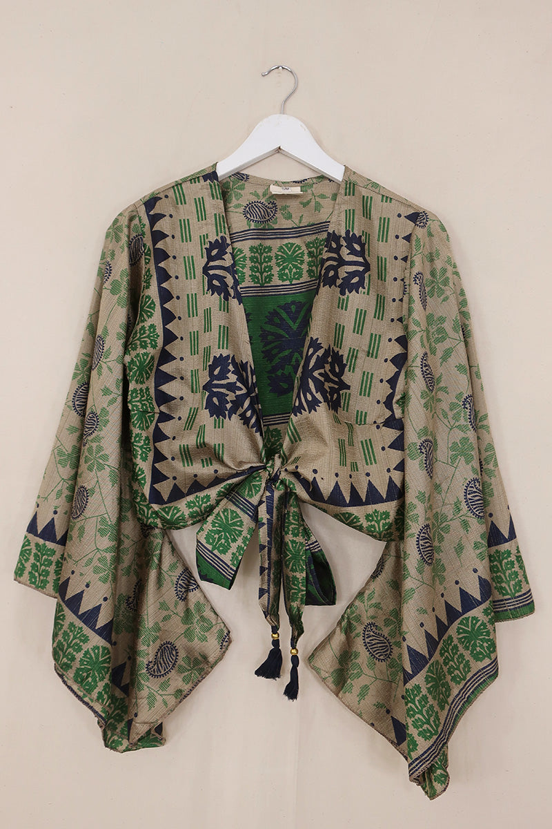 Gemini Wrap Top - Emerald & Sapphire Paisley Garden - Size S/M