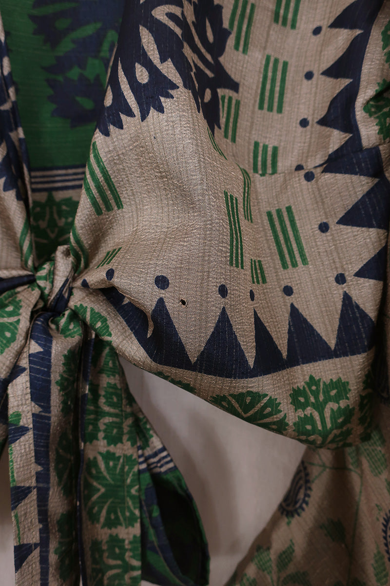 Gemini Wrap Top - Emerald & Sapphire Paisley Garden - Size S/M