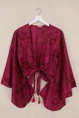 Gemini Pure Silk Wrap Top - Midnight Dreams Pink - Size S/M