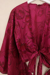 Gemini Pure Silk Wrap Top - Midnight Dreams Pink - Size S/M