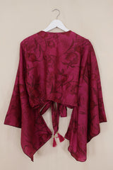 Gemini Pure Silk Wrap Top - Midnight Dreams Pink - Size S/M