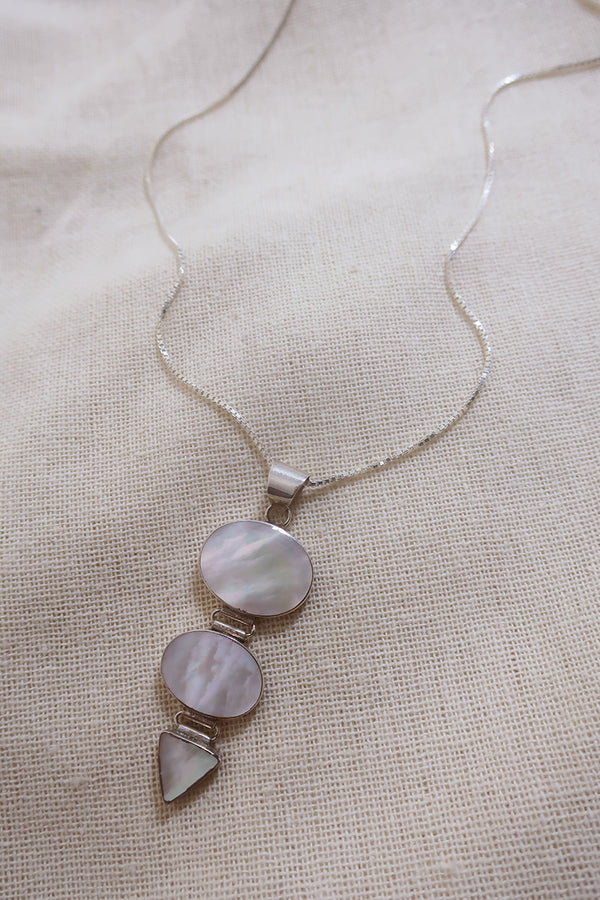 Celestial Flow Mother of Pearl 925 Silver Necklace by All About Audrey