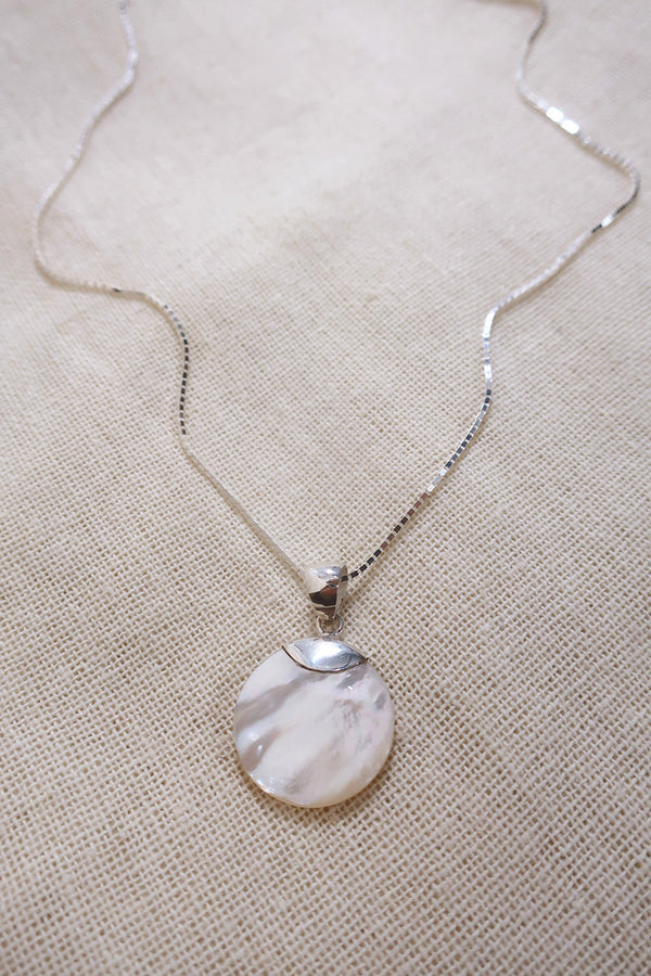 Small Mother of Pearl Pendant 925 Silver Necklace by All About Audrey