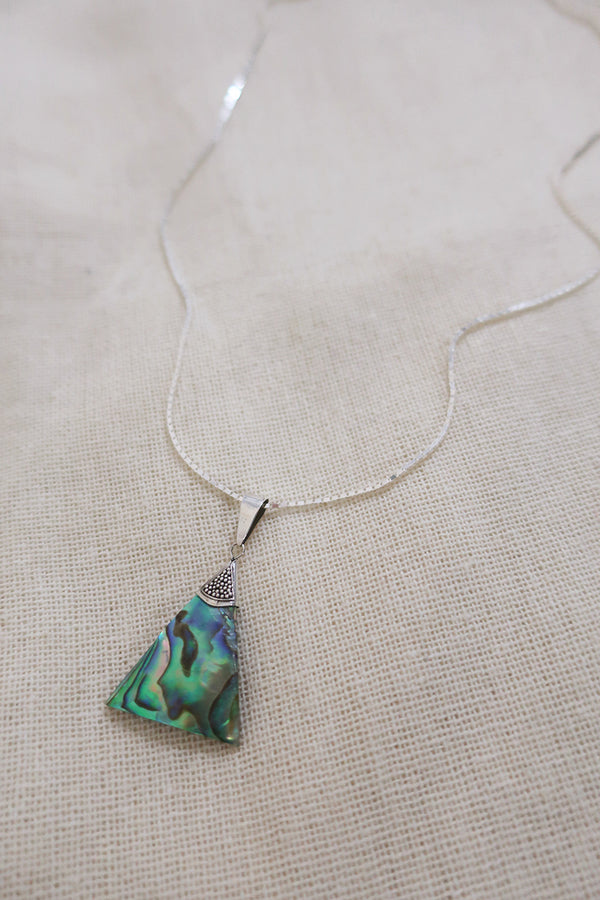 Adorned Abalone Pyramid 925 Silver Necklace