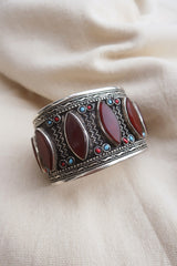 Turkish Silver Plated Brass Bangle with Carnelian Petals by All About Audrey