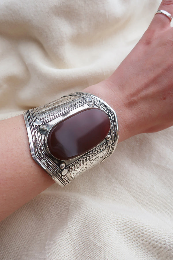 Turkish Silver Plated Brass Bangle with Carnelian by All About Audrey