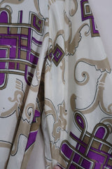 Venus Midi Wrap Dress - Violet & Gold Royal Seal - Size M/L