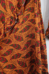 Venus Midi Wrap Dress - Copper Autumn Leaves - Size S/M