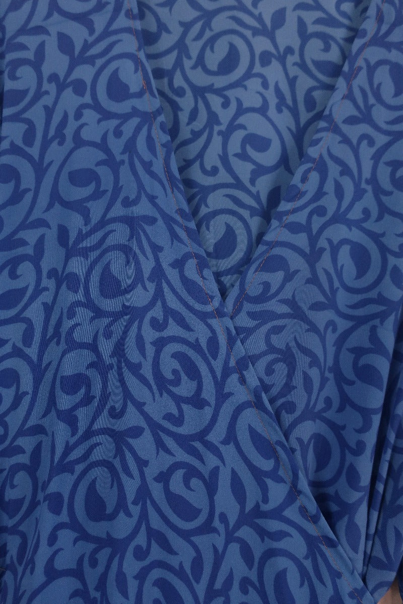 Lola Wrap Dress - Deep Blue Swirls - Size S/M