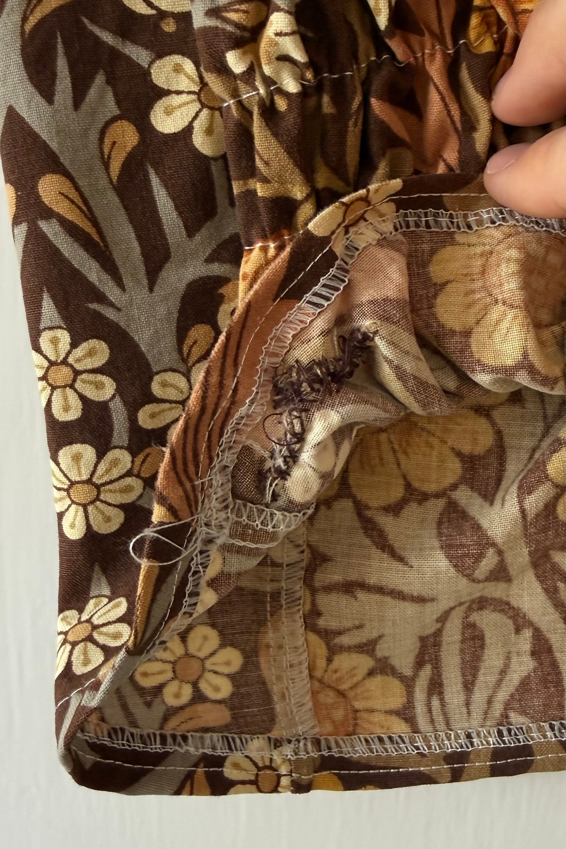 Taylor Vintage Curtain Bustier Crop Top in Bronze & Gold Sunflowers - Size XS