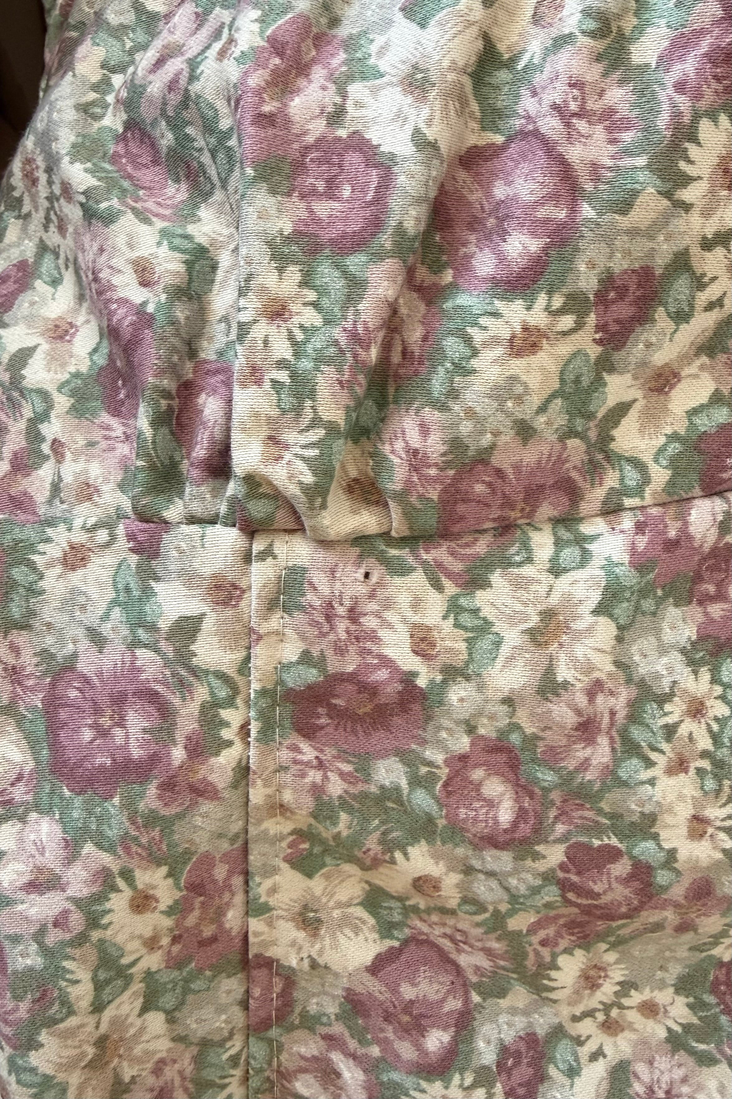 Taylor Vintage Curtain Bustier Crop Top in Muted Rouge Pink Floral - Size S