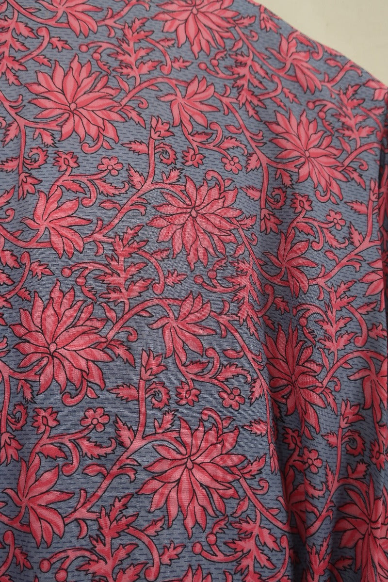 Lola Wrap Dress - Coral Pink & Stone Wildflower - Size S