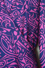 SALE | Lola Wrap Dress - Blackberry & Magenta Abstract - Size M/L
