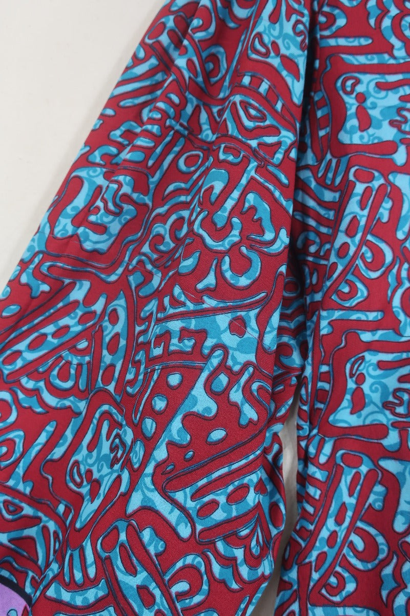 SALE | Lola Wrap Dress - Psychedelic Scarlet & Blue - Size S/M