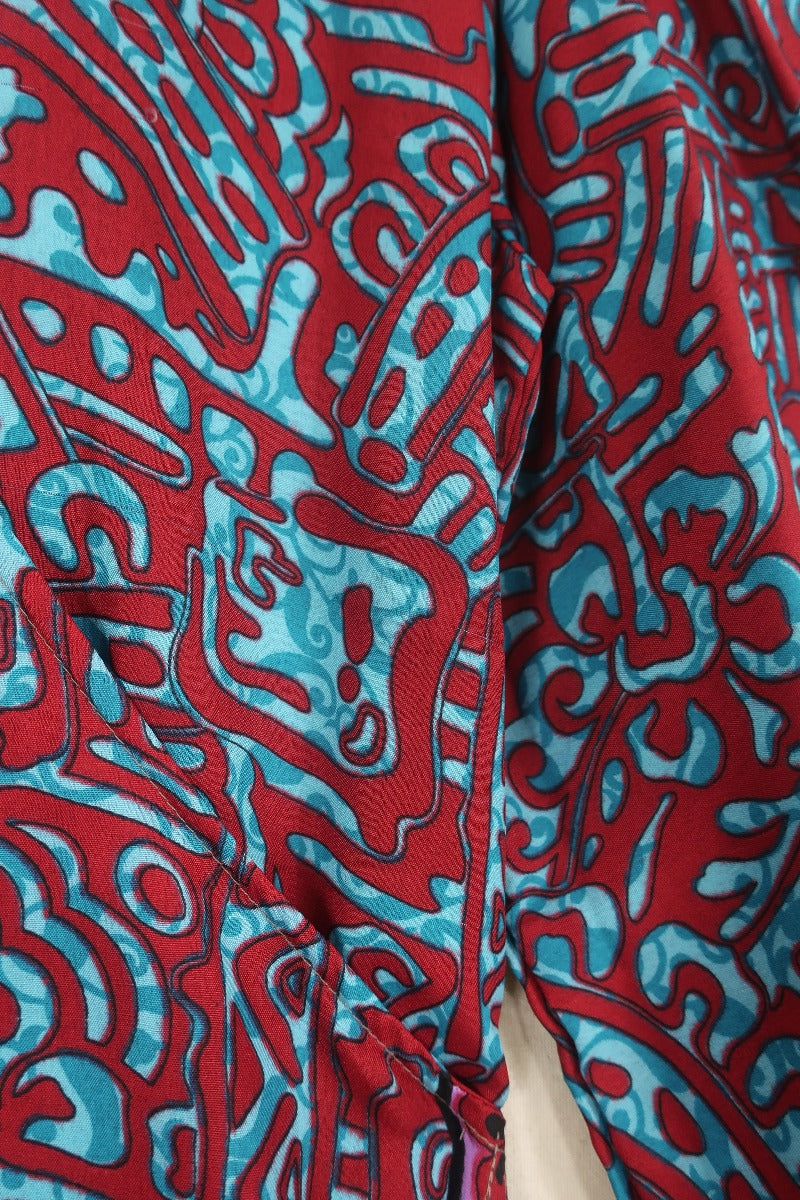 SALE | Lola Wrap Dress - Psychedelic Scarlet & Blue - Size S/M