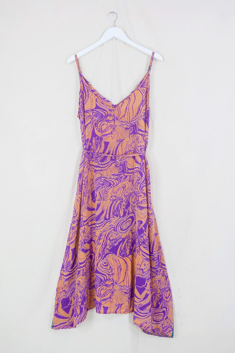 Jamie Dress - Indian Sari Slip - Psychedelic Pink Liquid - Size M/L By All About Audrey