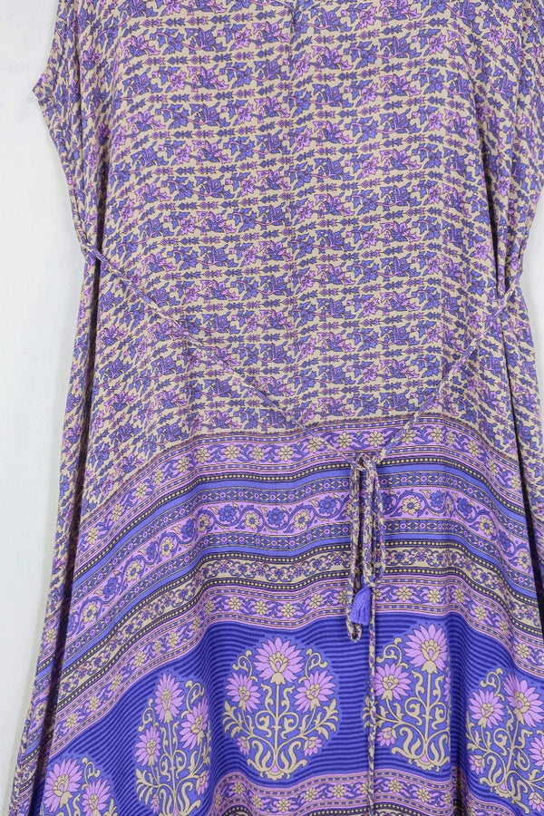 Jamie Dress - Indian Sari Slip - Lilac Floral Nouveau - Size XL By All About Audrey