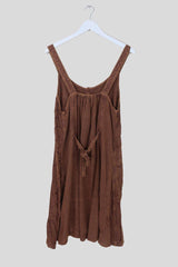 Indian Button-Up Mini Sundress in Chestnut Brown - Free Size by all about audrey