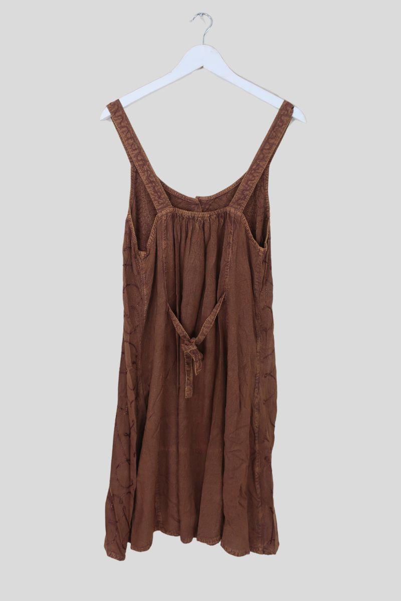 Indian Button-Up Mini Sundress in Chestnut Brown - Free Size by all about audrey