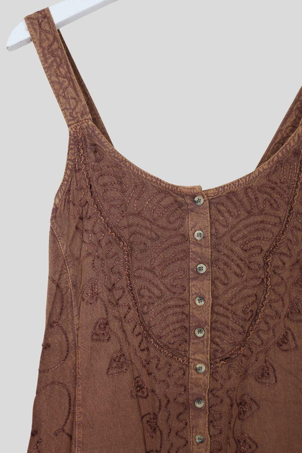 Indian Button-Up Mini Sundress in Chestnut Brown - Free Size by all about audrey