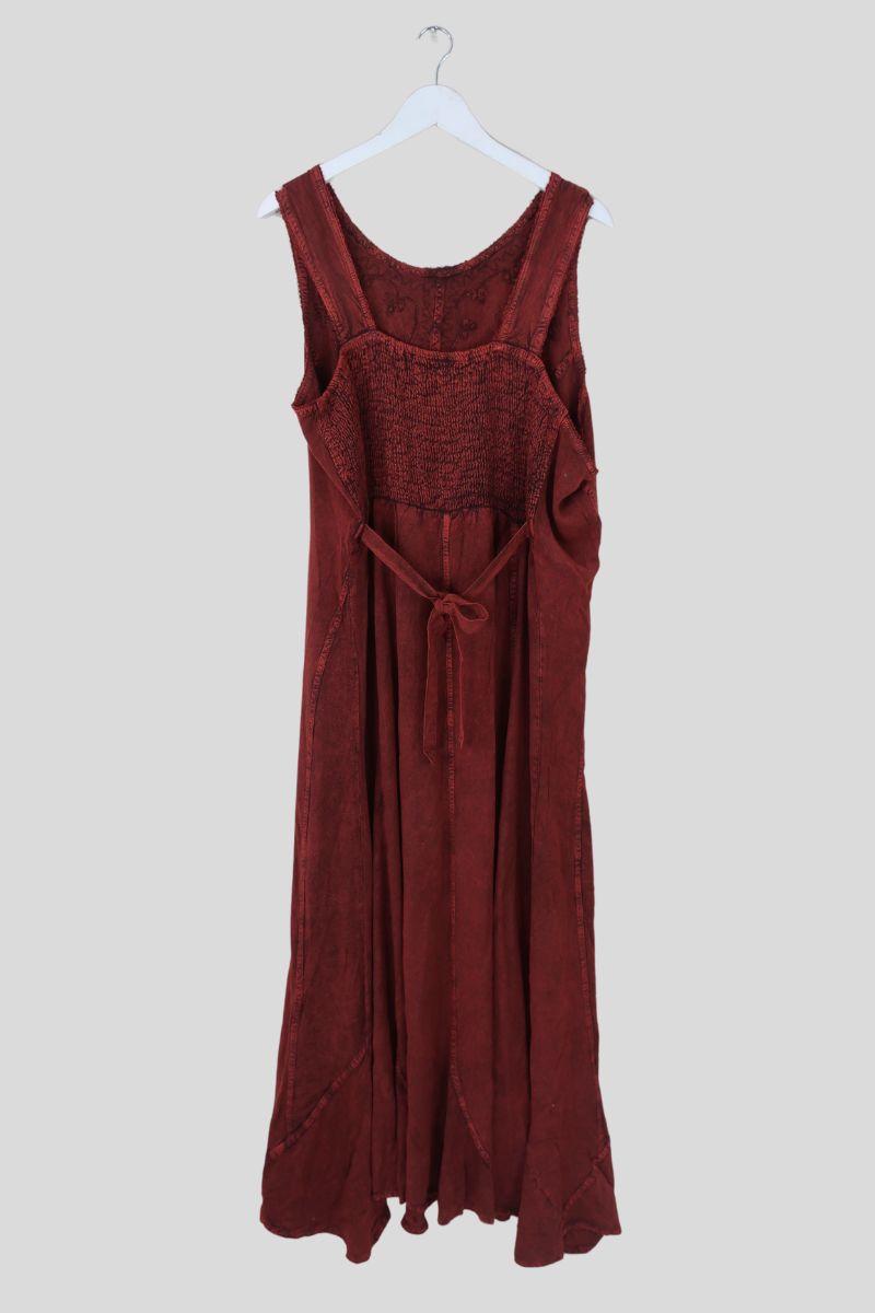 Indian Embroidered Maxi Slip Dress in Earth Red - Free Size by all about audrey
