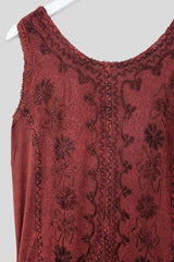 Indian Embroidered Maxi Slip Dress in Earth Red - Free Size by all about audrey