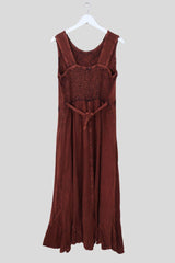 Indian Embroidered Maxi Slip Dress in Fox Red - Free Size by all about audrey